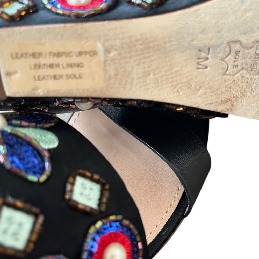 Tory Burch Estella Embellished Wedge Sandals Sequins & Embroidery Size 7M - Picture 8 of 12